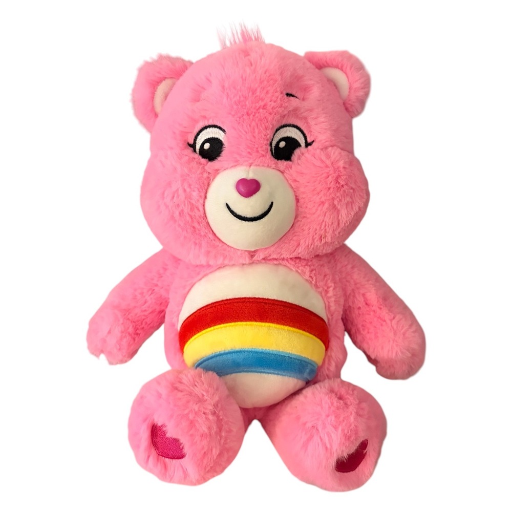 Care Bears Cheer Bear Pink Rainbow Plush 14" Basic Fun Stuffed Animal Toy